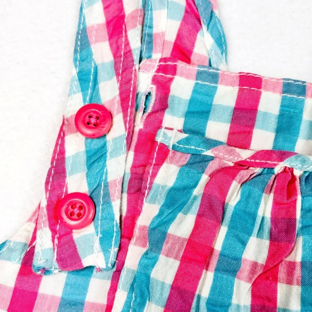 OshKosh B'Gosh Pink & Blue Check Bubble Romper 24M - NWT